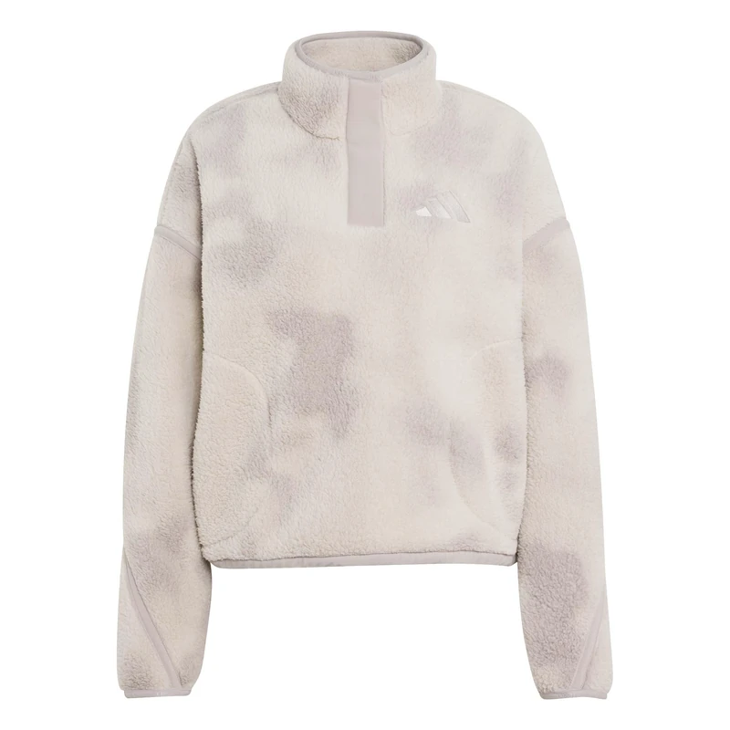 adidas Women's Terrex Multi High Pile Fleece Pullover Sweatshirt, wonder alumina/light brown, M