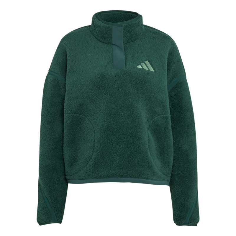 adidas Women's Terrex Multi High Pile Fleece Pullover Sweatshirt, collegiate green, S