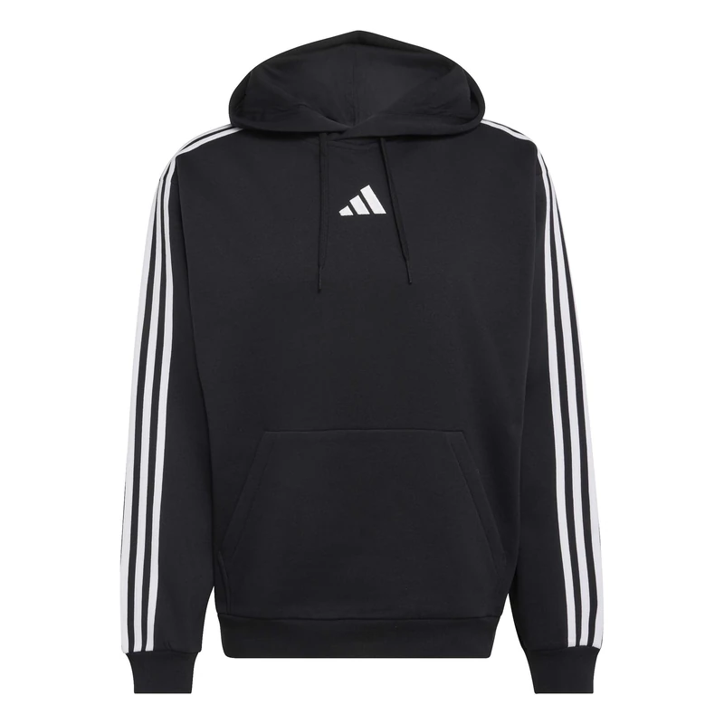 adidas Men's Essentials 3-Stripes Fleece Hoodie Sweatshirt, black/white, L