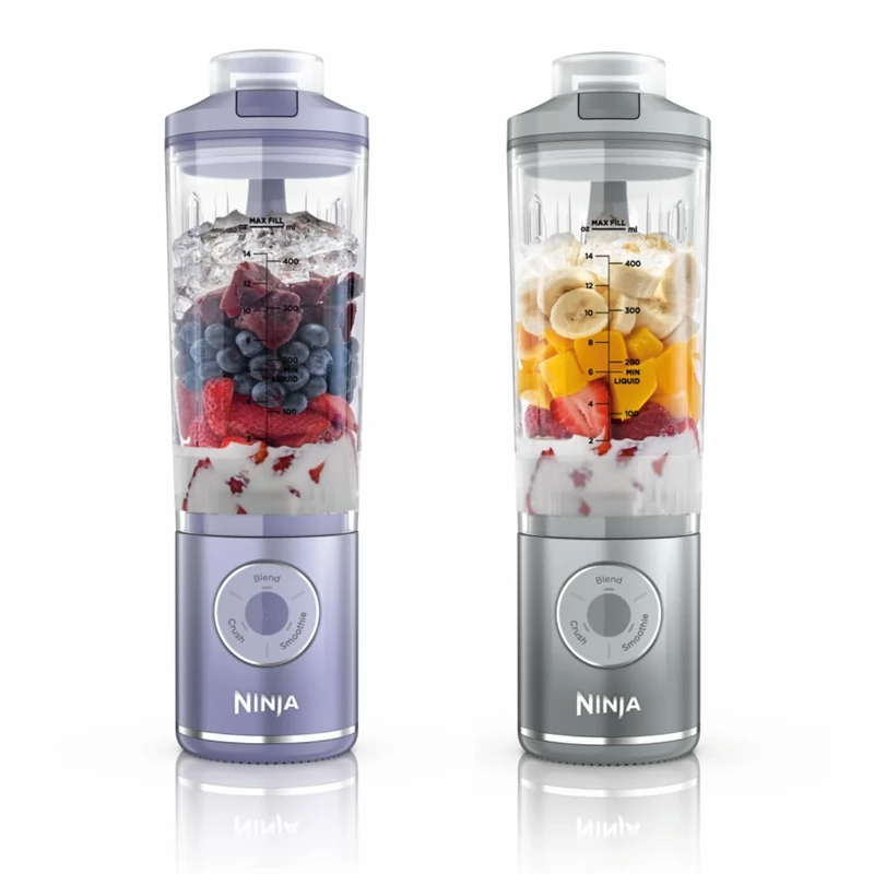Ninja Blast Max Portable Blender 2-Pack, 570ml, Rechargeable Battery, Blending Cup & Leak-proof Lid, Makes Smoothies, Protein Shakes, Blend Ice & Frozen Fruit, Lavender/Silver Blast, BC251UKLS