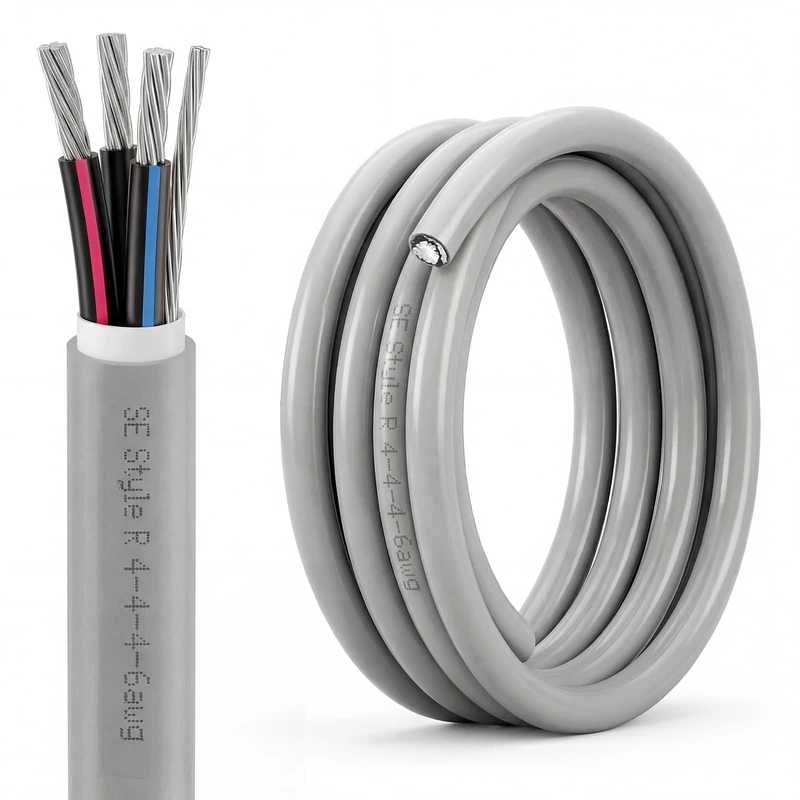 Copkim 25' 4-4-4-6 SER Aluminum Service Entrance Cable, Stranded 600V Electrical Wire, 3-Conductor 4 AWG with Bare Ground/Neutral for Above Ground Feeder/Panel Connections
