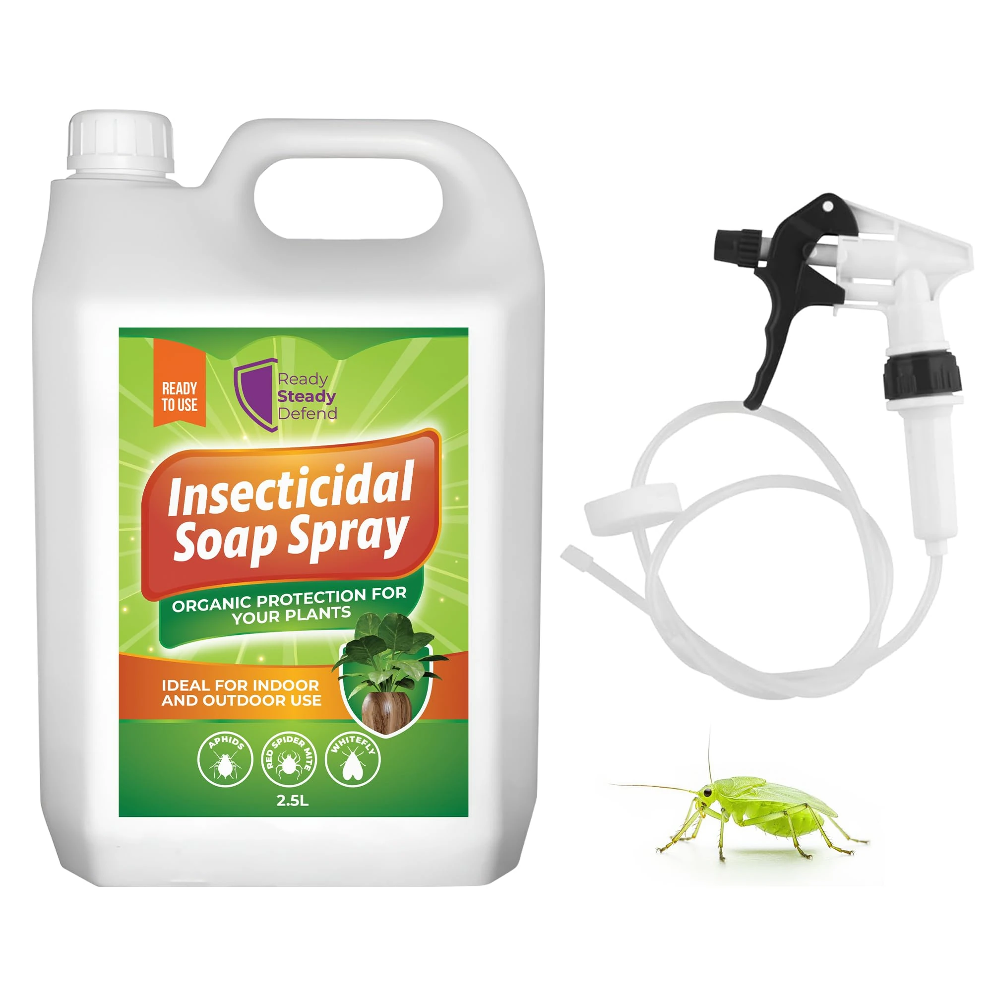 Insecticidal Soap Spray for Plants 2.5L – Natural Pest Control for Large Gardens & Greenhouses – Kills Aphids, Spider Mites, Whiteflies & Thrips – Insecticide for Indoor & Outdoor Plant Protection