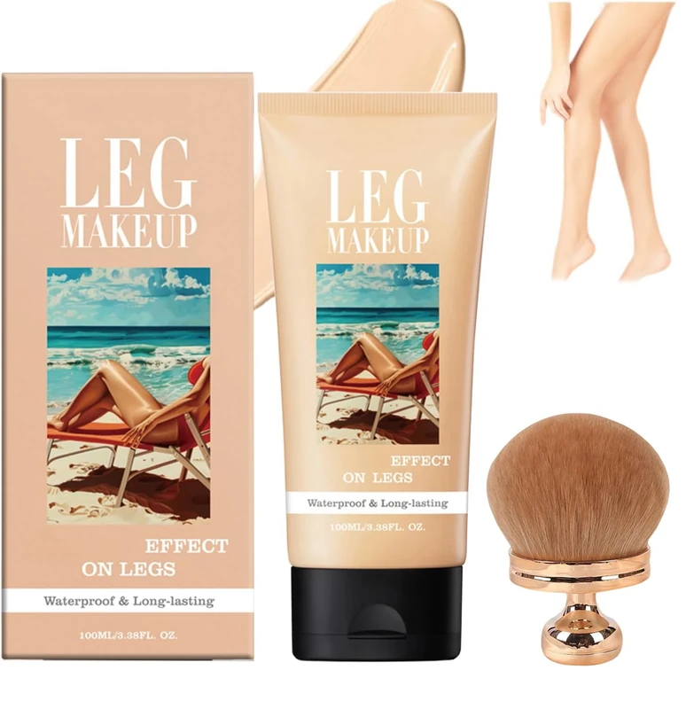Miracle De Paris Leg Makeup, Miracle De Paris Body Coverage Perfector Waterproof, Tattoo Cover Up Cream, All Over Complexion Perfector With Extra Large Body Makeup Brush, Long-Lasting Wear (#01)