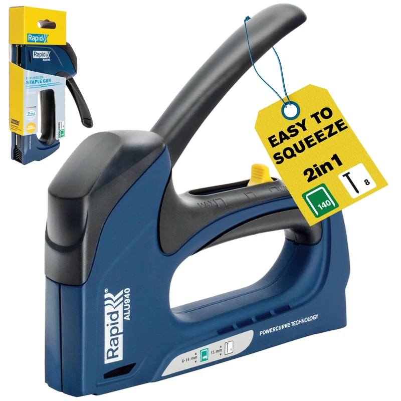 Rapid ALU940 Hand Tacker – Powerful Aluminium Tacker for Wood, foil and Carpet with Powercurve Technology