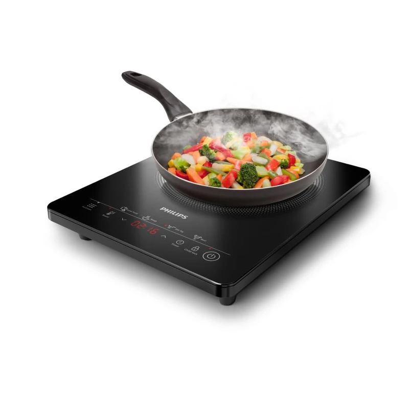 Philips Induction cooker 3000 Series - 8 heating levels, 4 cooking programs, 2000W of high power, Portable induction stove with auto shut-off, Touch panel display (HD5830/90)