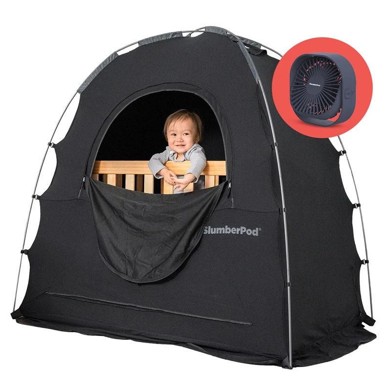 SlumberPod Blackout Sleep Tent, Combo with Mini Fan, Black