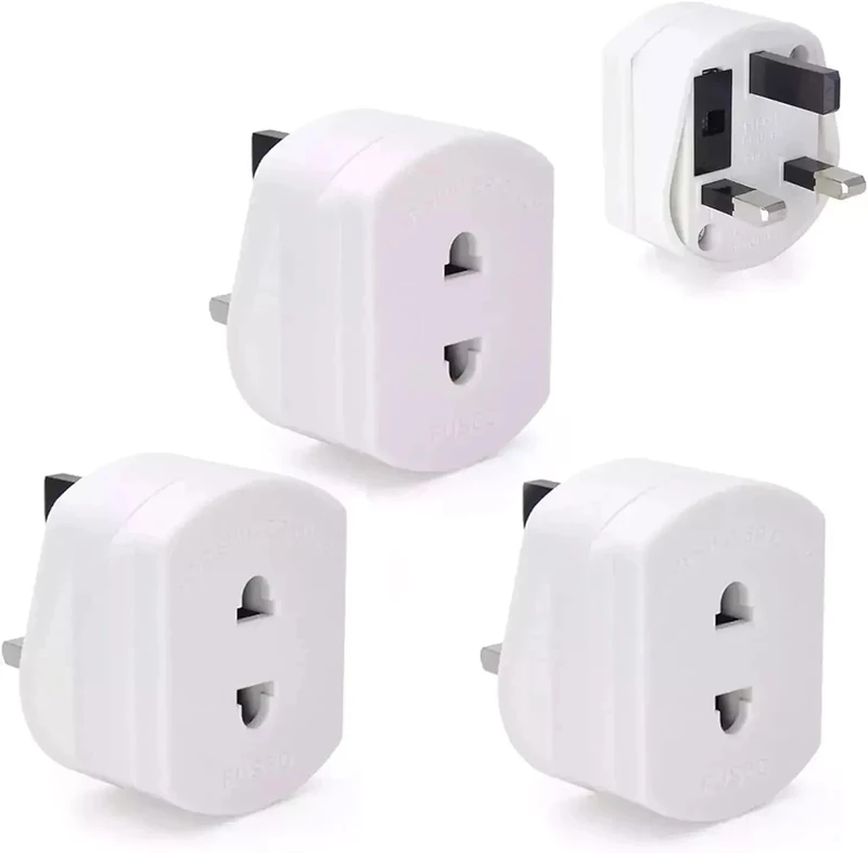 4pcs 13A Shaver Adaptor with 1A Fuse Electric Shavers 2 Pin To 3 Pin Adapter Plug UK Heavy Duty Converter Adaptor Perfect Bathroom Shaver Adapter Plug Easy To Use