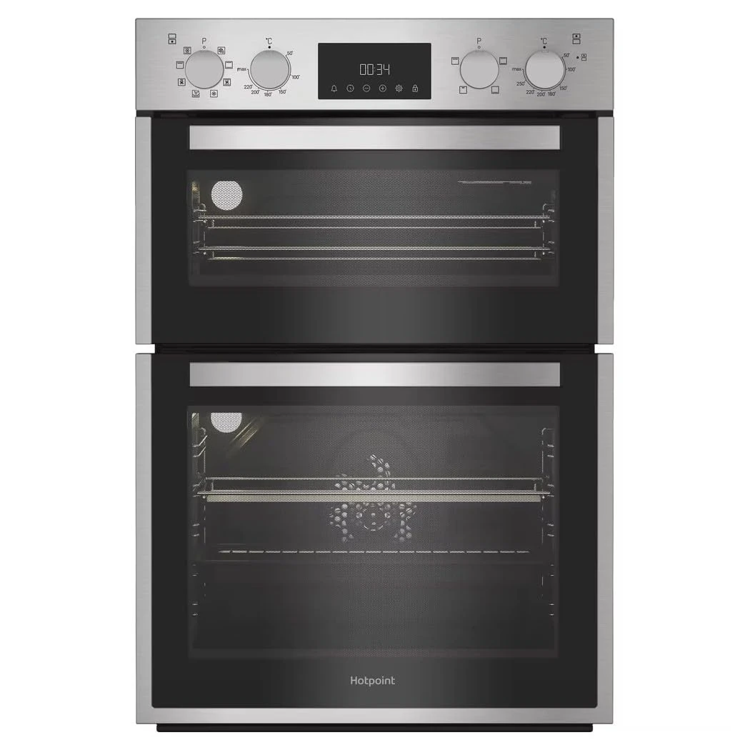 DIH 82D IX Built-In Electric Double Oven, Catalytic Cleaning, Multifunction, Stainless Steel, Fan-Assisted, 109L Total Capacity, Programmable Timer, A Energy Rated