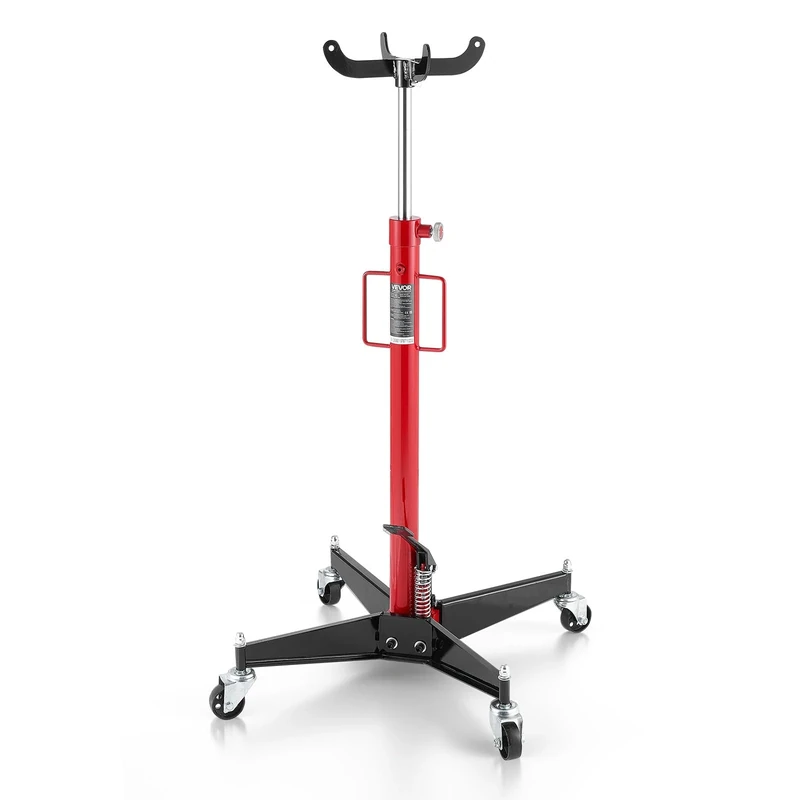 VEVOR Hydraulic Transmission Jack, 1100 lbs / 0.5 Ton Lifting Capacity Telescoping Transmission Jack with Foot Pedal, 360° Swivel Wheel, 44-73.6 in High Lifting Height, Lift Hoist for Garage/Shop