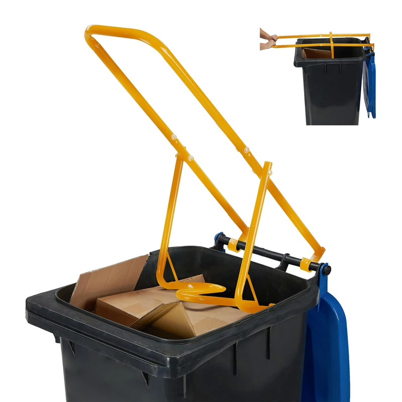 Relaxdays bin compactor, waste compressor for household rubbish, residual waste, plastic, manual, steel, yellow