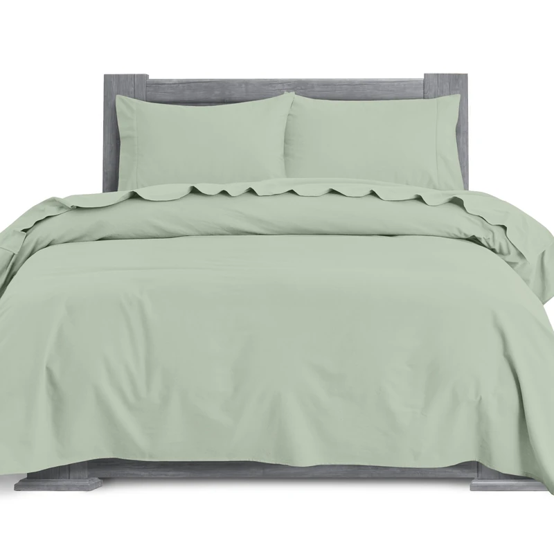 Elegant Comfort Soft 4-Piece 100% Turkish Cotton Flannel Sheet Set - Premium Quality, Deep Pocket Fitted Sheet, Ultra Soft, Cozy Warm Flannel Sheets - Queen, Mint Green