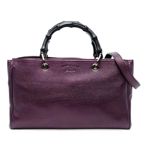 Gucci Pre-Loved Medium Calfskin Bamboo Shopper Satchel Handbag