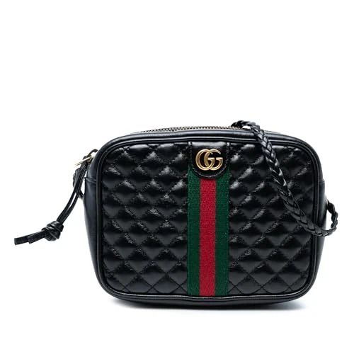 Gucci Pre-Loved Mini Quilted Leather Web Trapuntata Crossbody Bag