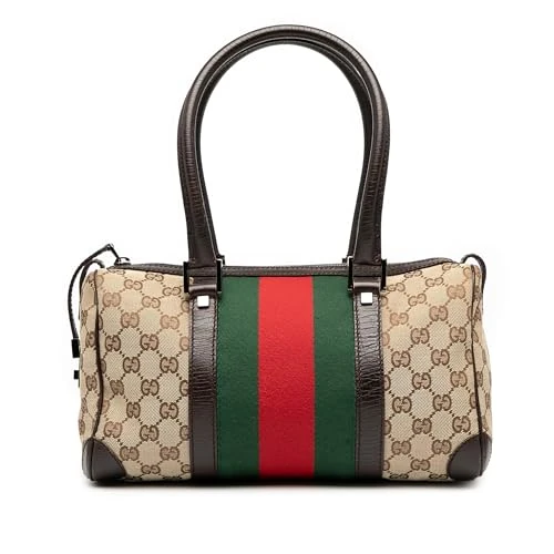 Pre-Loved GG Canvas Web Boston Bag