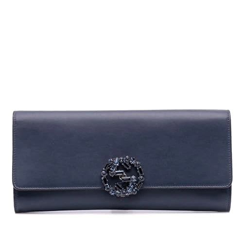 Pre-Loved Calfskin Crystal Broadway Clutch Bag
