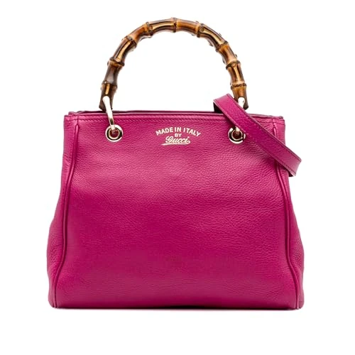 Gucci Pre-Loved Small Calfskin Bamboo Shopper Satchel Handbag