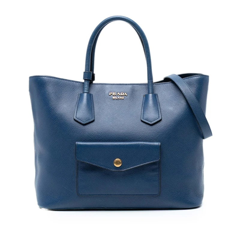 Prada Pre-Loved Saffiano Cuir Front Pocket Convertible Tote Handbag