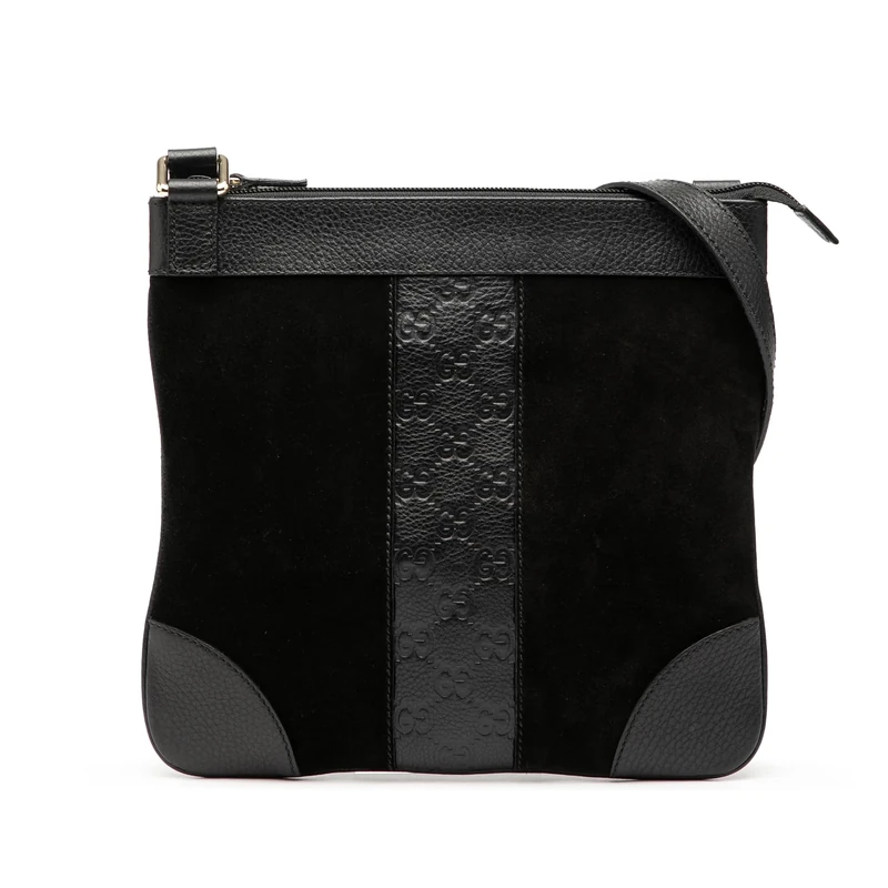 Gucci Pre-Loved Guccissima Trimmed Suede Crossbody
