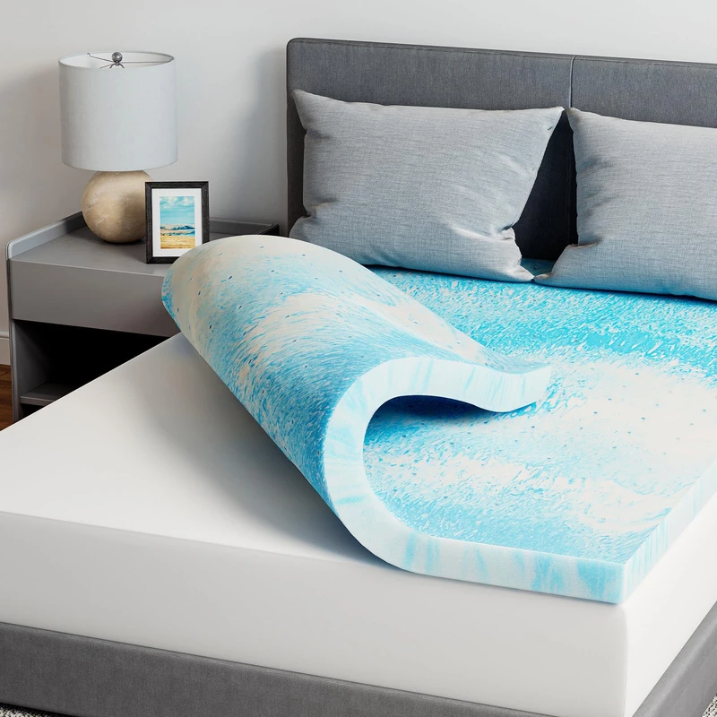 Novilla Queen Memory Foam Mattress Topper 7.5cm Cooling Gel Infused, Ventilated Pressure Relief Pad, Medium Comfort for Sofa, RV, Dorm