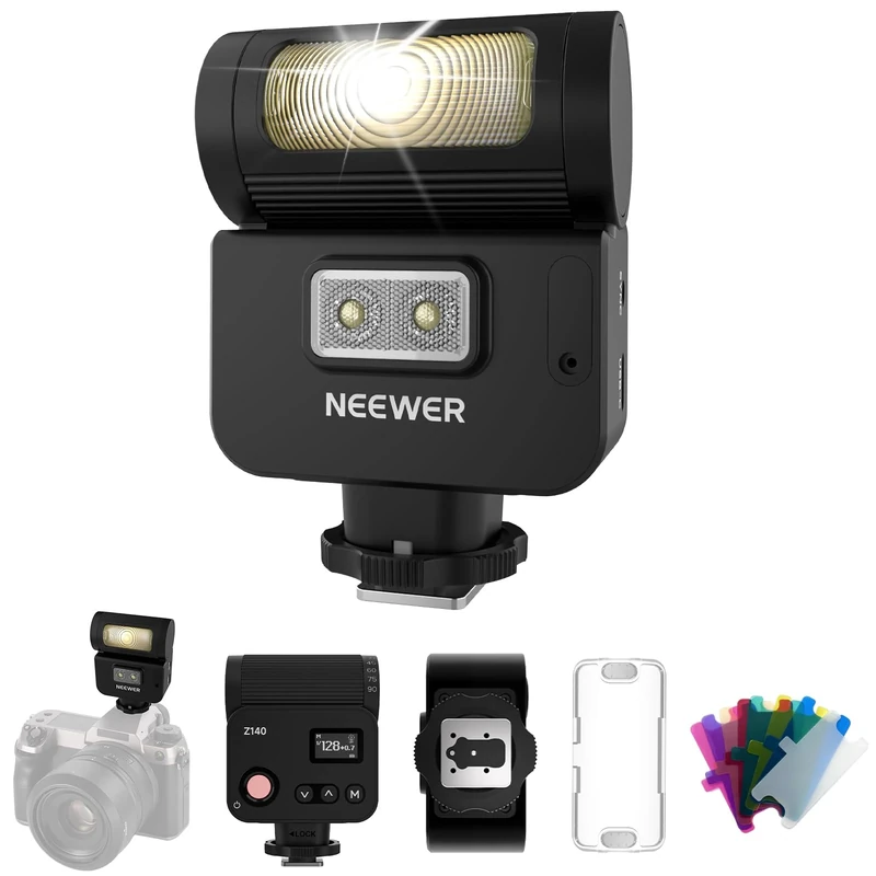 NEEWER Z140 16Ws Mini Camera Flash Light, GN15 1200mAh/1200 Full Power Flashes/1.2s Recycle/6200±200K, Manual 1/128-1/1 Power & S1/S2 Mode, Speedlite Compatible with Canon Nikon Sony Fujifilm Cameras