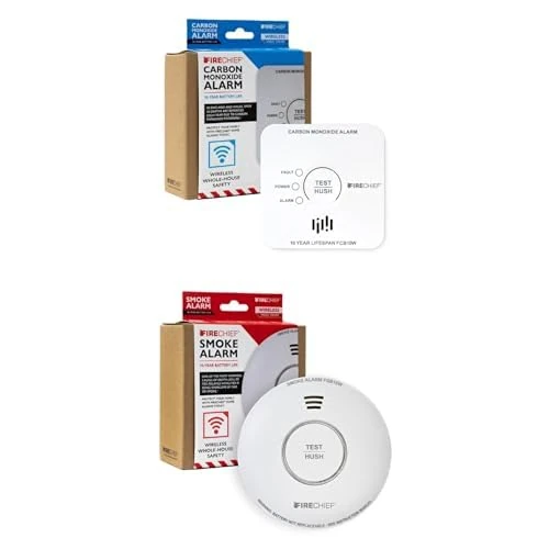 Bundle of Carbon Monoxide Alarm with Wireless Interlink - 10 Year Sealed Battery Alarm + Smoke Alarm with Wireless Interlink 10 Year Sealed Battery Alarm