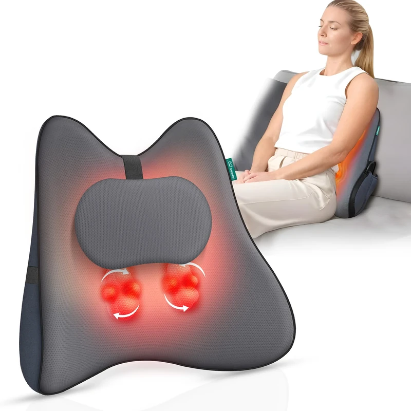 Snailax Shiatsu Massager for Back, Neck, and Shoulders, Memory Foam Design, 6D Kneading Deep Tissue Relief, Lumbar Support for Office Chairs, Gifts for Men and Women