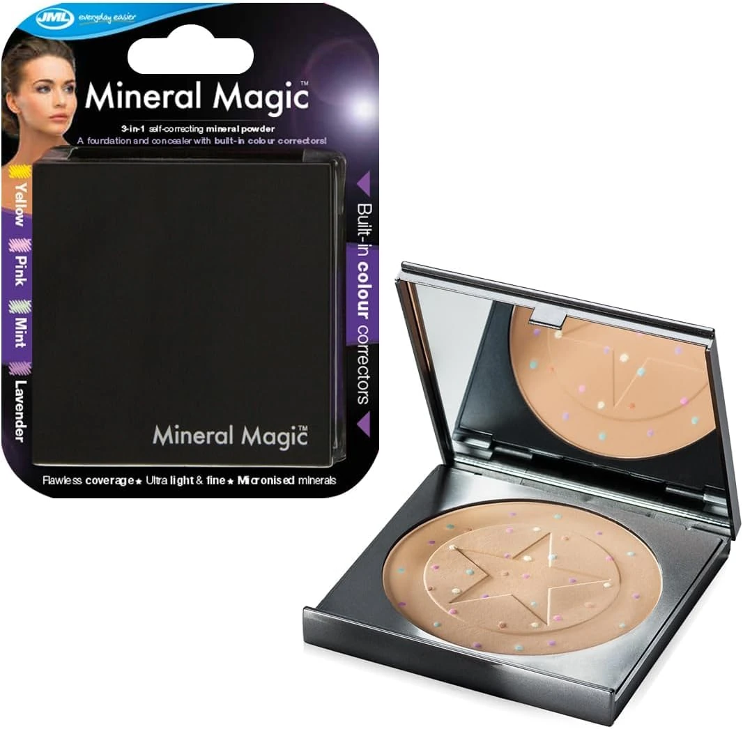 JML Mineral Magic Powder Makeup 3in1 - Pressed Face Powder Foundation that Covers, Conceals, Full Coverage Make Up, Cover Fine Lines, Corrects and Matches Skin Tone, Blemishes, Dark Circles, Original