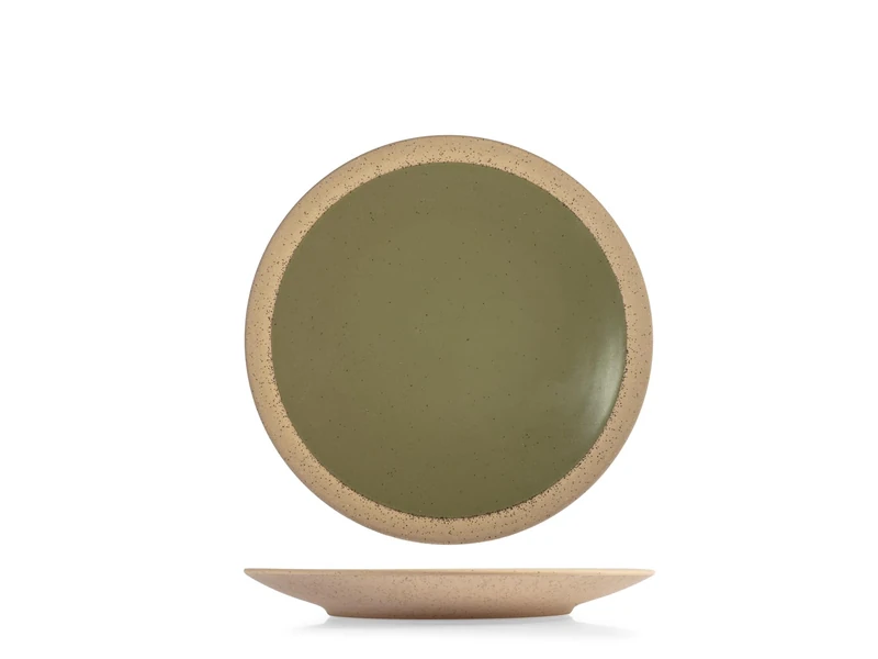 H&H Set of 6 Stoneware Fruit Plates Ø 20 cm - Green - Stylish and Durable Plates for Everyday Use - Dishwasher and Microwave Safe