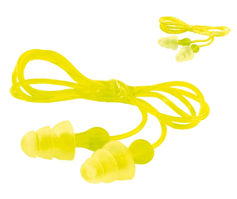 3M Tri-Flange Earplugs, Cloth Cord, PN-01-006, 100 per Package