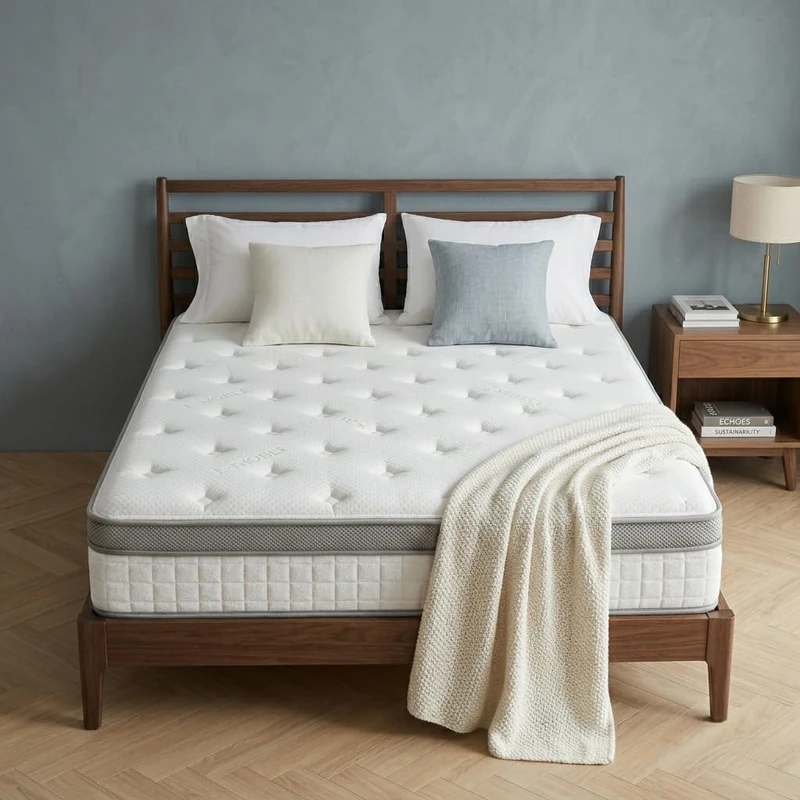 KISLOT Hybrid/Memory Foam Mattress, 22 cm Thick, Firm Support and Comfort, Soft, Breathable and Orthopaedic - Image 1