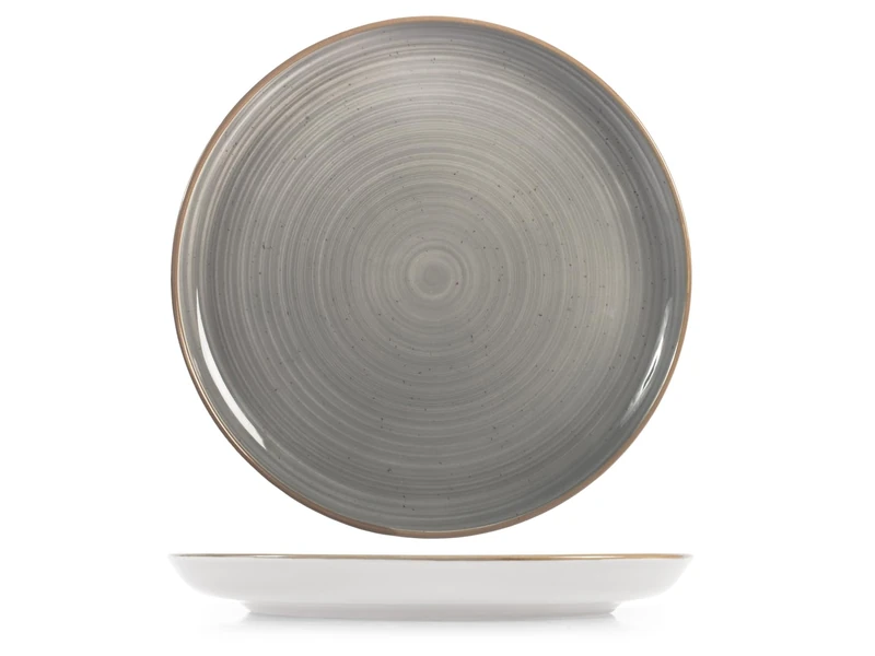 H&H Set of 12 Nordic Land Stoneware Dinner Plates - Diameter 26 cm - Natural and Fine Design - Dishwasher and Microwave Safe