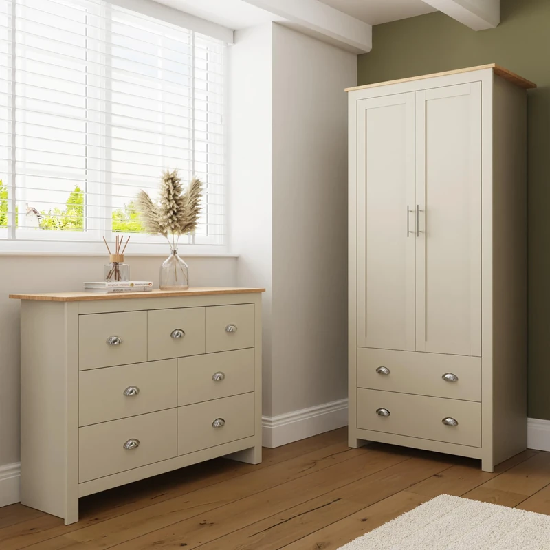 GFW Lancaster 2 Piece Bedroom Set with Wardrobe & 7 Drawer Chest