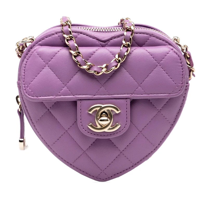 Chanel Pre-Loved Mini Lambskin CC In Love Heart Crossbody Bag