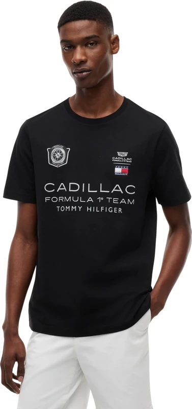 Tommy Hilfiger Unisex Short Sleeve T-Shirt TH X Cadillac F1 Racing Graphic in Cotton, Black (Black), XS