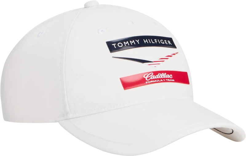 Tommy Hilfiger Unisex Cap TH X Cadillac F1 Chevron with Branding, White (Optic White), One Size