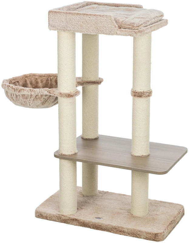 TRIXIE Cat Tree Sienna - Multi Level Cat Tower With Padded Platforms And Fully Wrapped Scratching Posts, 105 Cm, Taupe, Comfortable & Stable Cat Tree - 48154
