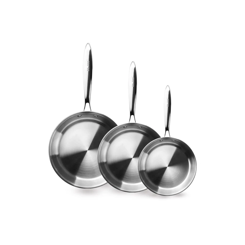 IBILI - Set of 3 Frying Pans 20-24 – 26 cm, triply Natural, Stainless Steel, Suitable for Induction, Non-Stick, Set of 3 Frying Pans