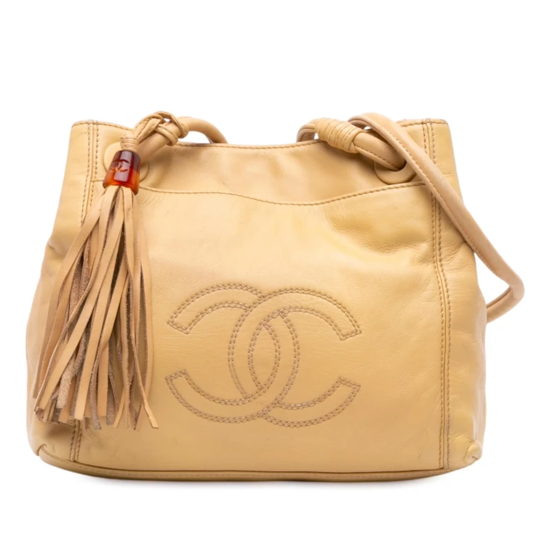 Chanel Pre-Loved Lambskin CC Tassel Shoulder Bag