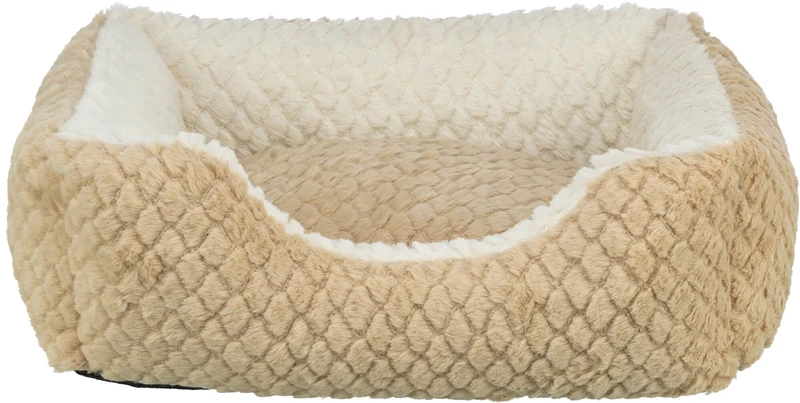 TRIXIE Dog Bed Kaline Mio, Square, Softs Dog Pillow In Brown/Cream, 80×65Cm, Cosy Dog Bed With Soft Plush Cover - 389717