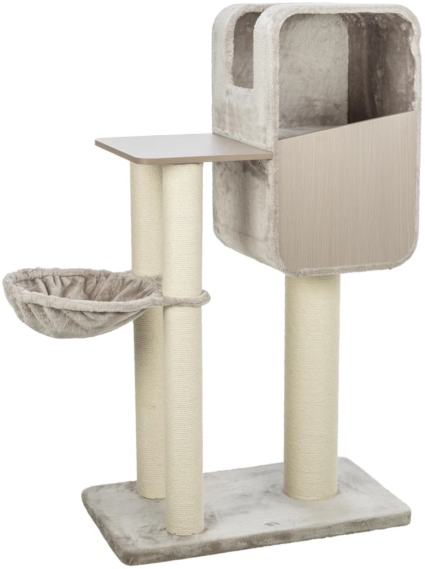 TRIXIE Cat Tree Marina - Multi Level Cat Tower With Padded Platforms And Fully Wrapped Scratching Posts, 132 Cm, Grey, Comfortable & Stable Cat Tree - 48150