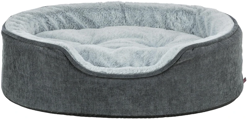 TRIXIE Dog Bed Vital Lino Soft, Oval, Orthopedic Dog Pillow In Grey/Light Grey, 60×45Cm, Comfortable Dog Bed With Viscoelastic Memory Foam - 374060