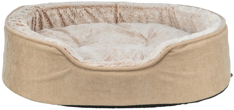 TRIXIE Dog Bed Vital Lino Soft, Oval, Orthopedic Dog Pillow In Beige/Cream, 60×45Cm, Comfortable Dog Bed With Viscoelastic Memory Foam - 374065