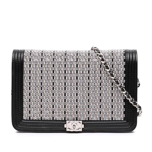 Pre-Loved Lambskin Crystal Studded Boy Wallet on Chain Handbag