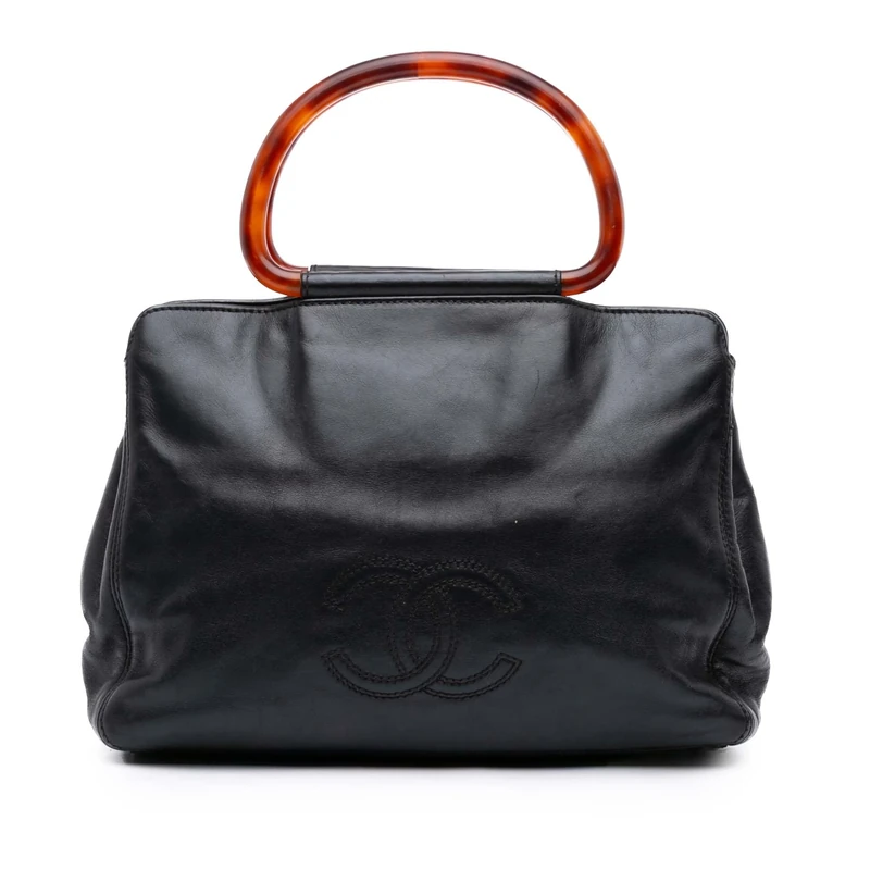 Chanel Pre-Loved CC Lambskin Tortoise Top Handle Tote Bag