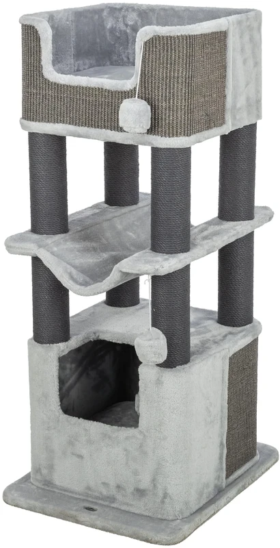 TRIXIE Cat Tree Xxl Lucano - Cat Tower For Large Cats With Plush Condo, 110 Cm, Grey, Comfortable & Stable Cat Tree - 48160