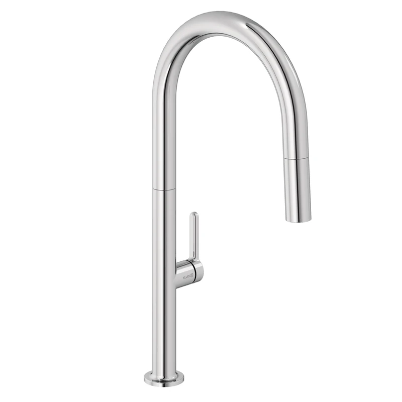 KLUDI Aurea Kitchen tap (Chrome) - 360° rotatable, Single Lever Mixer with Pull-Out Hose and Shower with Switch Button, 2 Modes, Water tap for the Kitchen