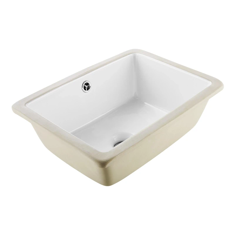 VEVOR Undermount Bathroom Sink, 15.75 x 12.01 Inch Rectangular White Ceramic Vessel Sink with Overflow Hole, Under Counter Drop in Modern Lavatory Vanity Bath Wash Bowl Basin, Rectangle Small Space
