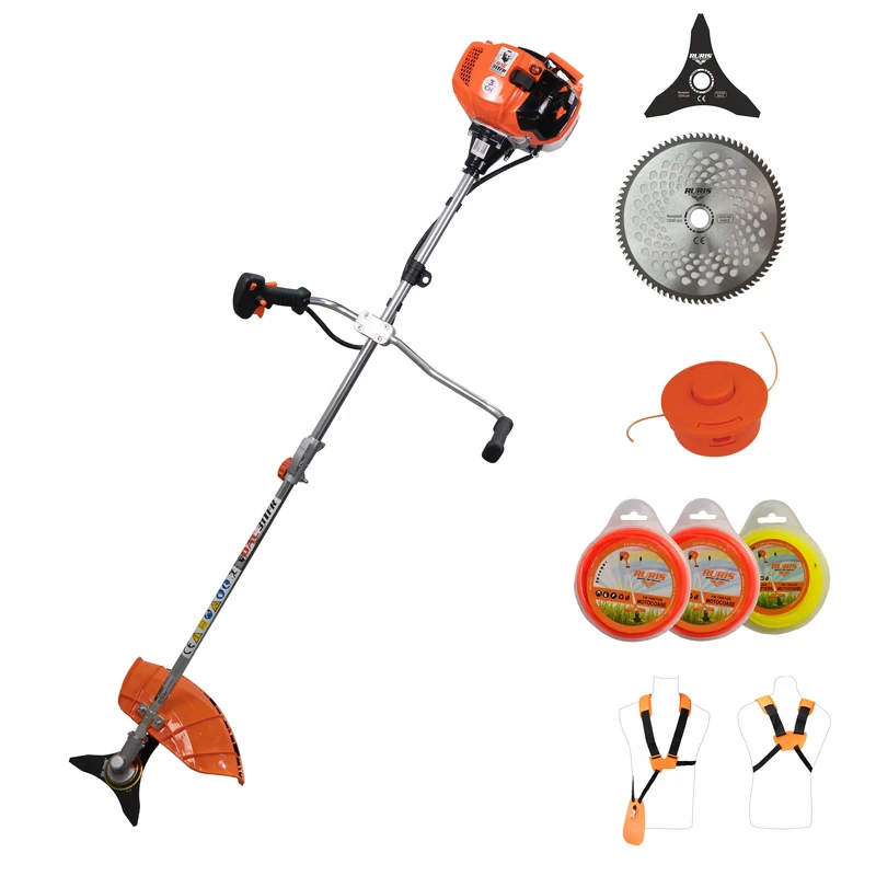 RURIS DAC 311fr TEZ 52cc 3HP 2 Stroke 250 mm Width Thermal Brushcutter - Kit Included with Harness, 2 x Discs, Head and Cutting Wires - for Garden & Edging - Image 1