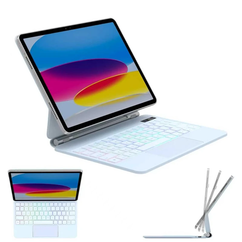 TECHGEAR Keyboard Case for Apple iPad Air 11" (M3 2025/M2 2024, Air 5th/4th Gen, Magnetic Floating Stand, Precision Multi-Touch Trackpad, 7 Color Backlight, QWERTY for iPad Pro 11" (4th/3rd/2nd/1st)