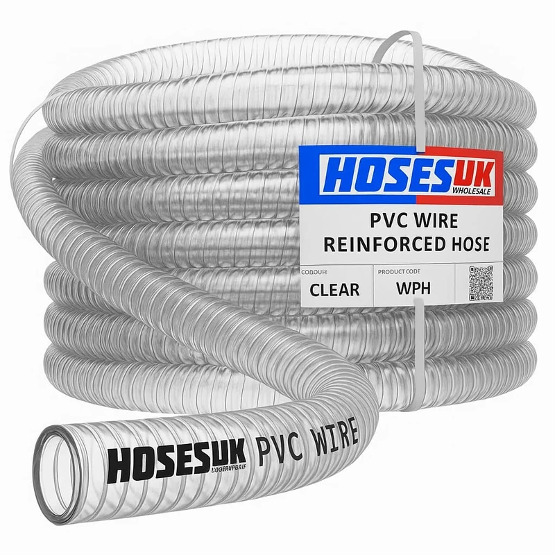 51mm ID x OD 65mm Clear Flexible Wire Reinforced PVC Tubing Water Air Pipe Hose 4 Metre (13.1 Ft)